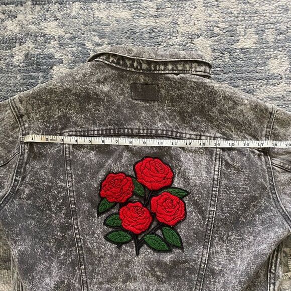 80s Vintage Levi’s 511 Distressed Acid Washed Black Jean Jacket, SZ Large - Picture 13 of 14